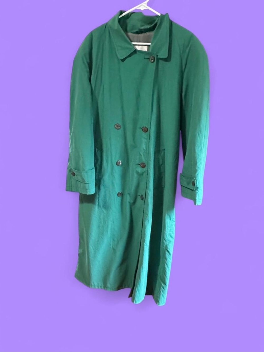 Vintage 90s Jones New York Emerald Green Trench Coat // Size 16 Made in USA